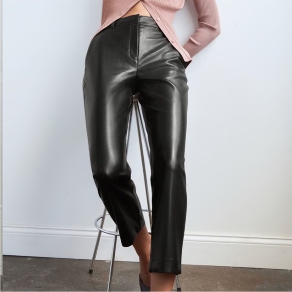 EUC Aritzia Babaton Command Crop (Ankle) Faux Leather Pants Size 10 - Picture 2 of 12